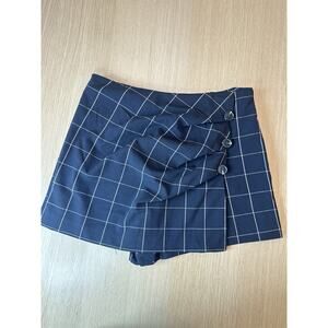 Zara Plaid Rushed Schoolgirl Skort Size Large 2134